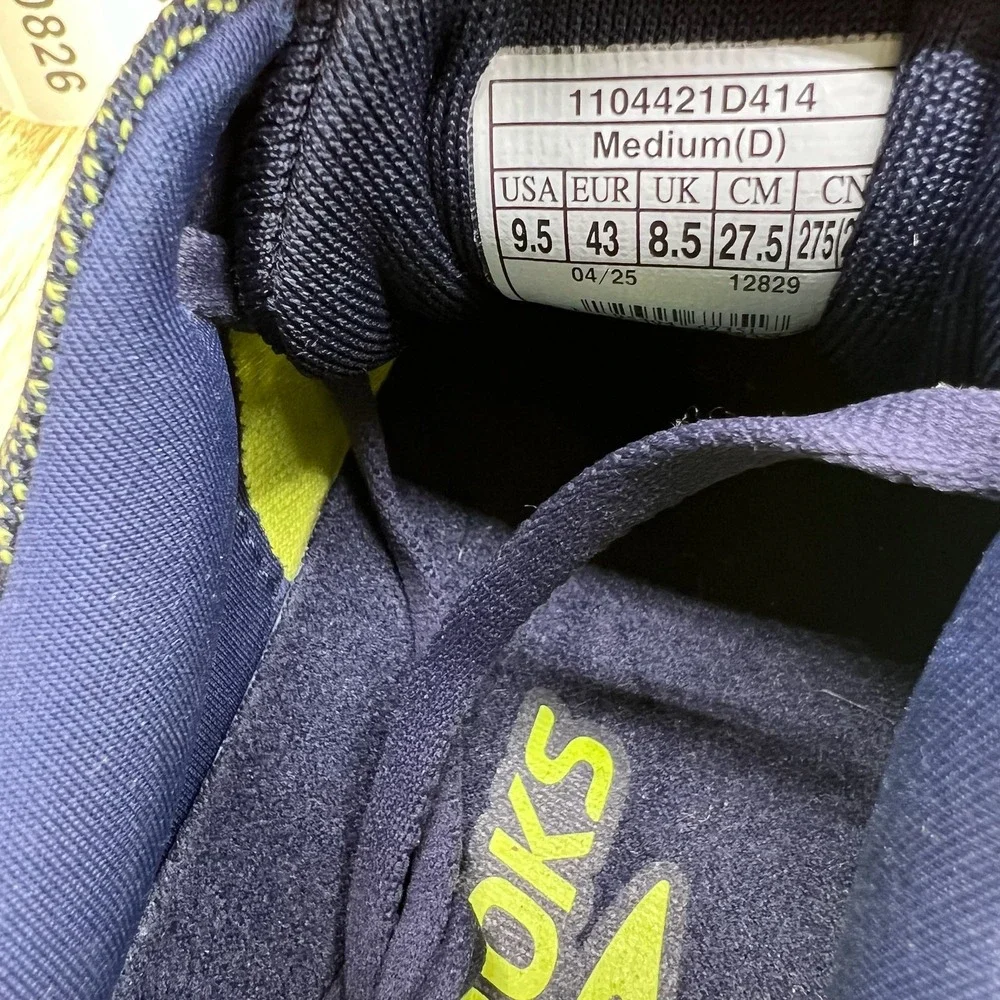 Brooks Ghost 17 Running Shoes Men's 9.5 Peacoat Blue Lime Sneakers 1104421D414